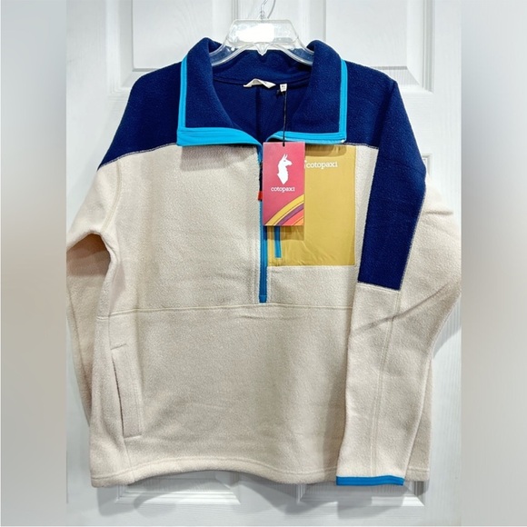 Cotopaxi Women's XL Abrazo Fleece Half-Zip Jacket Blue Cream NWT Jacket - Picture 1 of 10